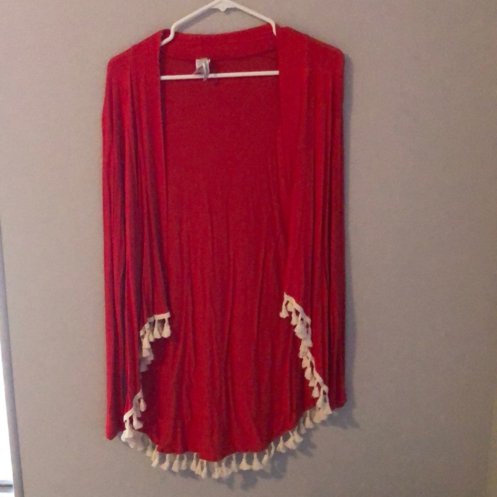 Red Cardigan with tassels